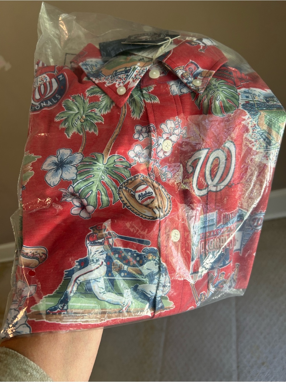 Reyn Spooner MLB 2026 Men's M Red Hawaiian Shirt Washington Nationals